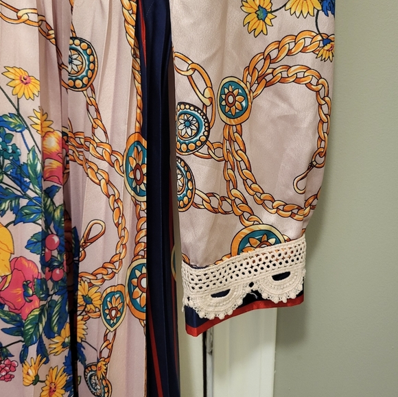 Dalia Macphee Terese Long Sleeve Pleated Midi Dress Size Small Pink - Picture 11 of 16